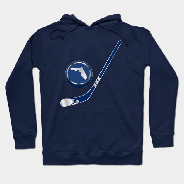 NHL - FL Navy Blue Silver White Stick and Puck Hoodie by geodesyn